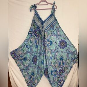 Women’s Boho Print Harem Tapered wide-leg Jumpsuit NWOT One size